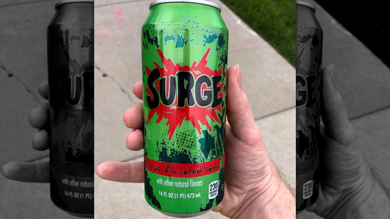 A can of Surge Soda