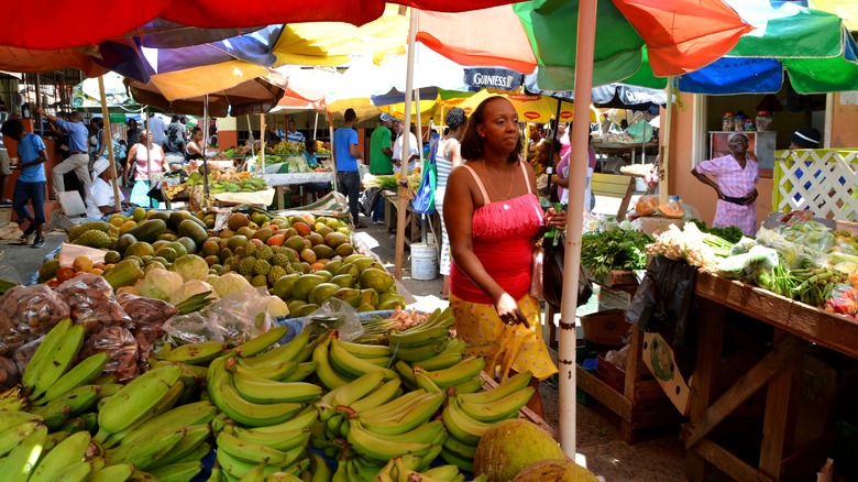 Woman Shopping at Castries Market 