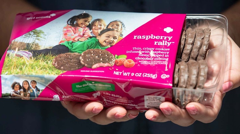 A packet of Raspberry Rally cookies