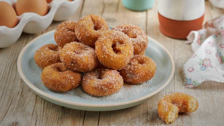plate of homemade donuts
