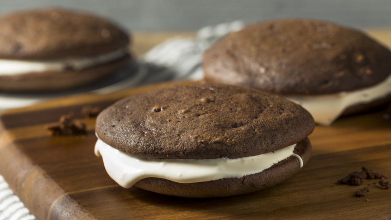 whoopie pies on cutting board