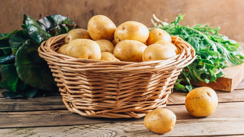 potatoes in wicker basket
