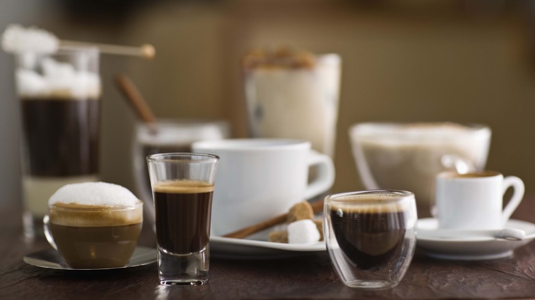 Variety of espressos and coffees