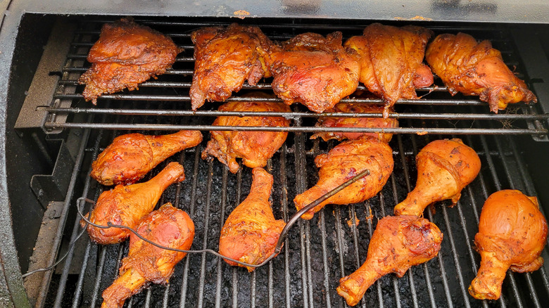 Cooking chicken on a pellet grill