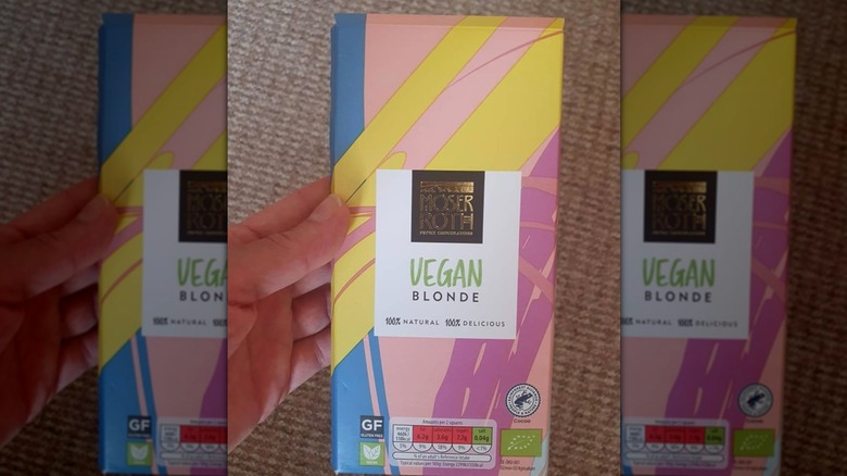 A bar of Mosher Roth Vegan Blonde Chocolate