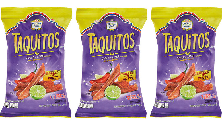 A bag of Pueblo Lindo Chile and Lime Taquitos