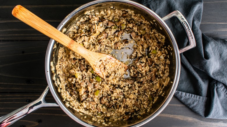 pot of mushroom risotto