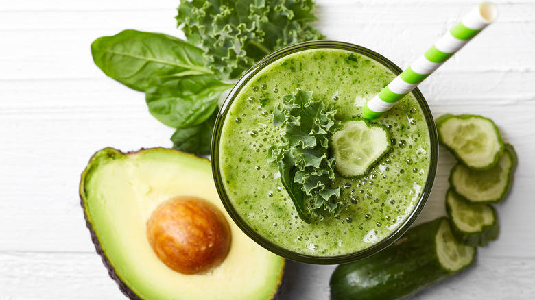 smoothie with cucumber and avocado