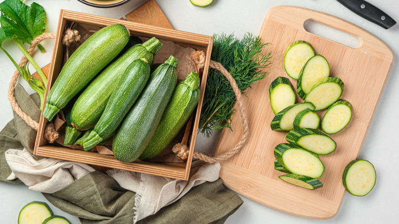 sliced and whole zucchinis