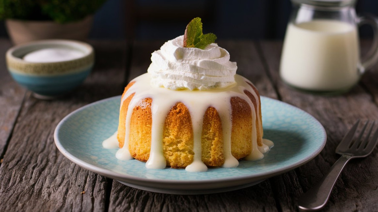 Evaporated milk on a cake