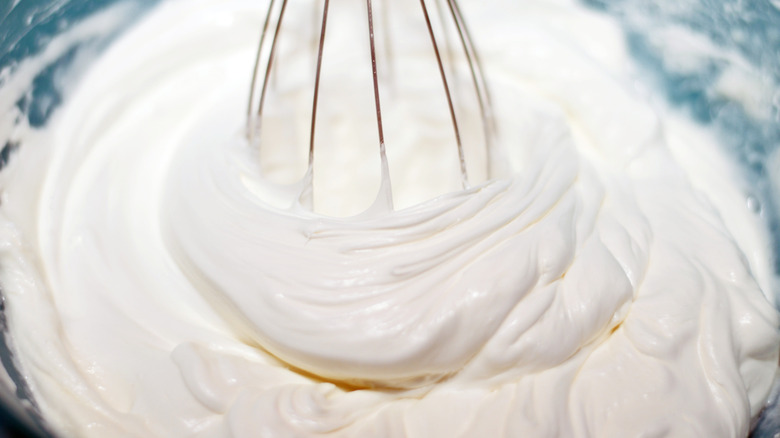 A bowled of whipped cream