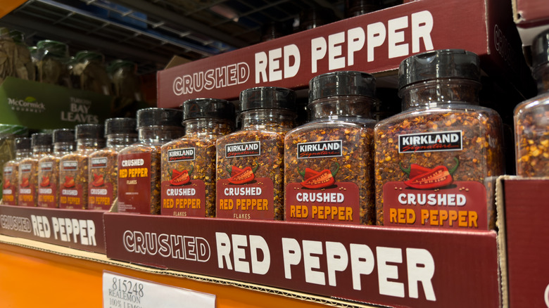 crushed red pepper containers in a row at costco