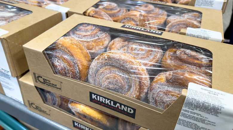 box of cinnamon rolls in costco bakery