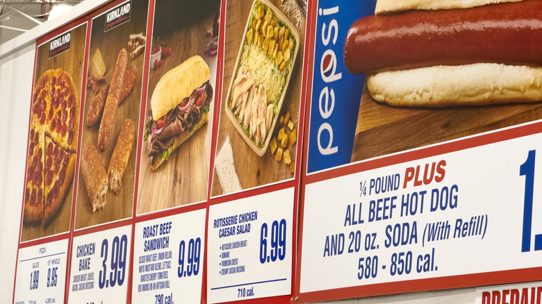 Costco menu board roasy beef sandwich