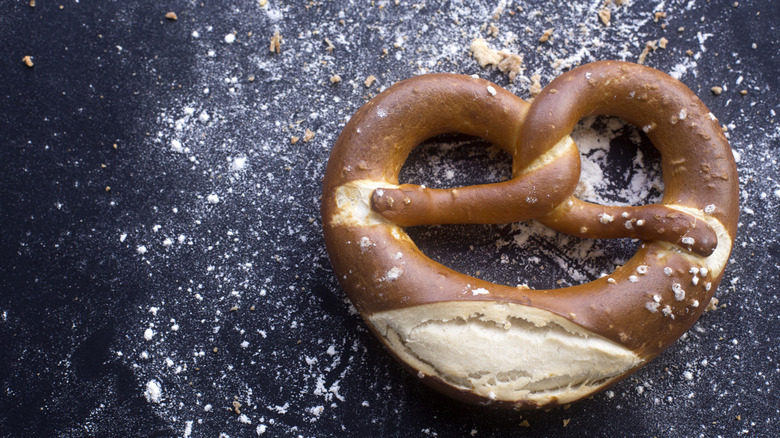 soft pretzel on table