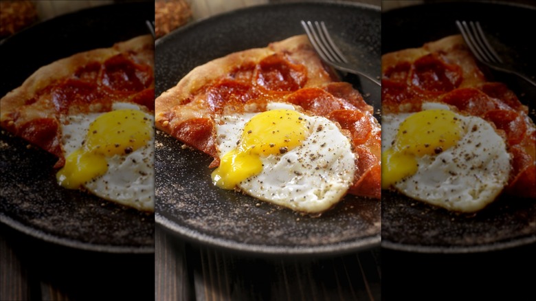 Pizza and an egg