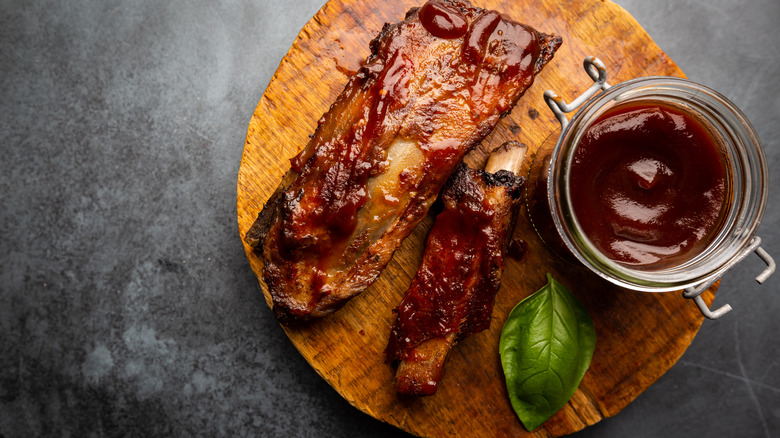 ribs with extra barbecue sauce