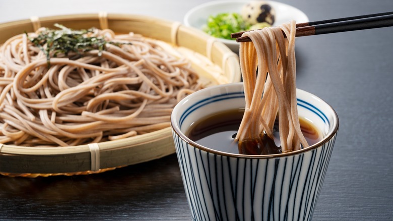 A plate of soba noodles