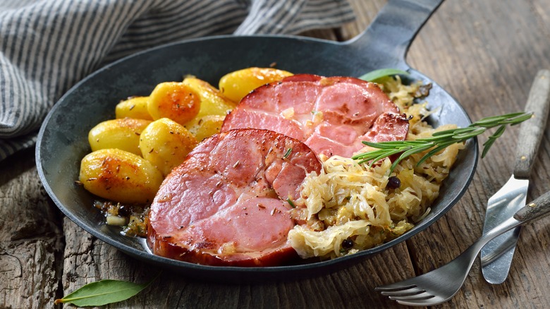Pork served with sauerkraut