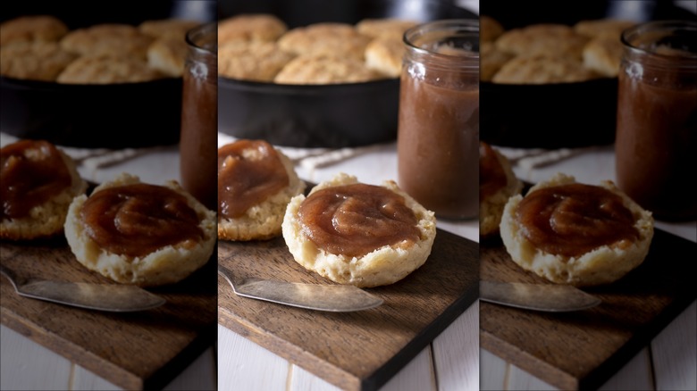 Apple butter on biscuits