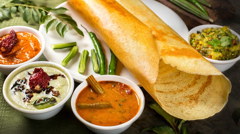 A dosa with curries