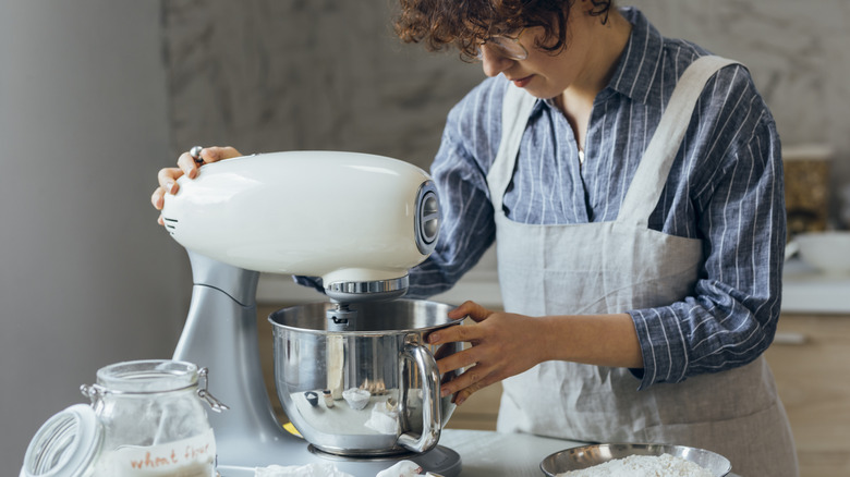 mixing ingredients in stand mixer