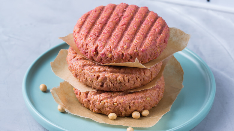 uncooked plant based burgers
