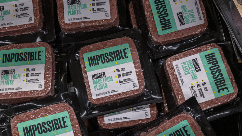 impossible burgers in a case