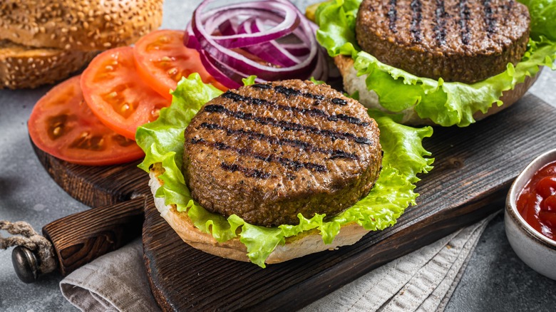 A grilled vegetarian burger 