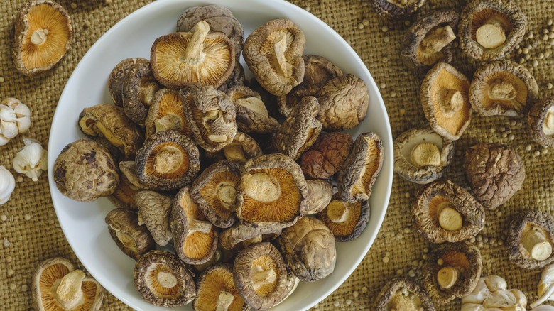 A bowl of dried mushrooms