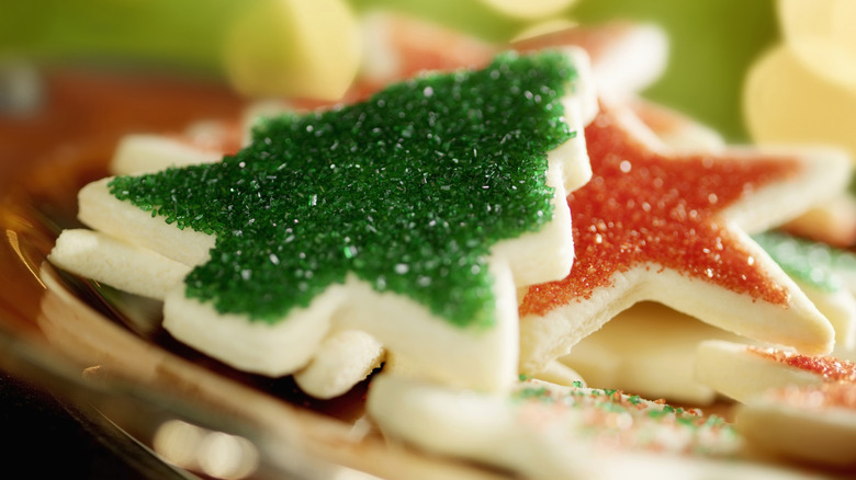 Sparkling Christmas tree sugar cookies