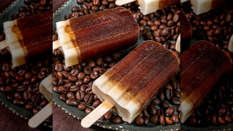 coffee popsicles on platter