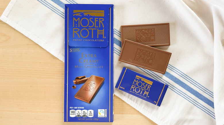 Moser Roth Extra Creamy Milk Chocolate on table