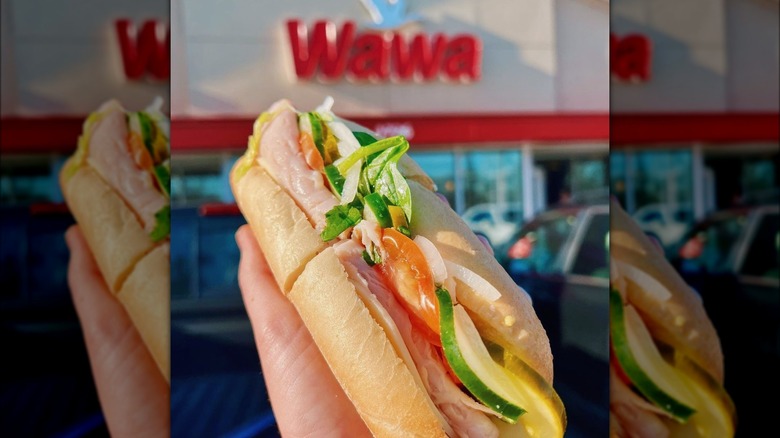 hoagie in front of Wawa
