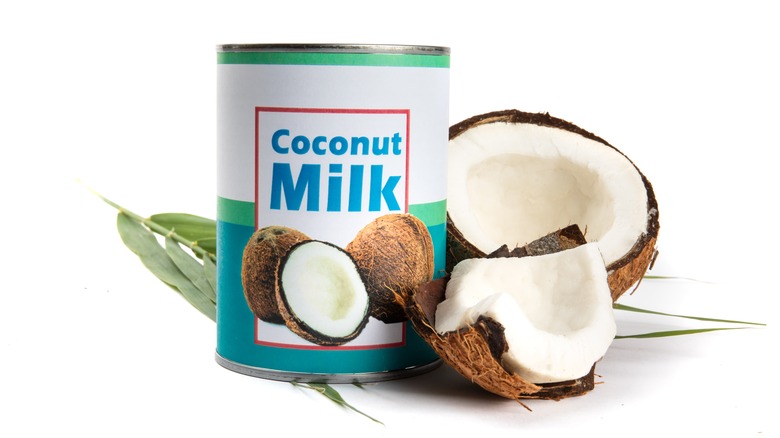 Half a coconut and coconut milk