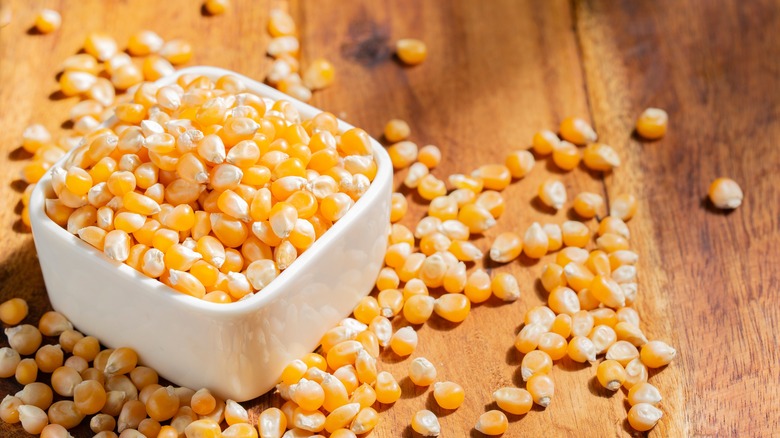 unpopped popcorn kernels in bowl