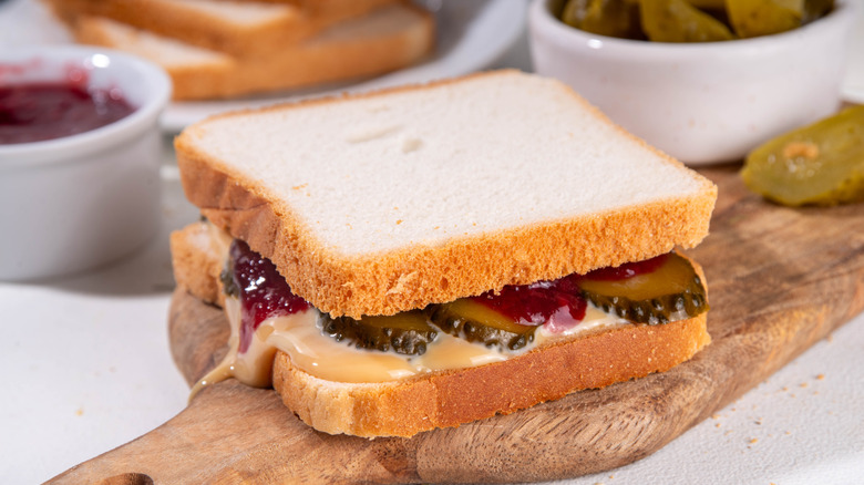 peanut butter pickle sandwich with jelly