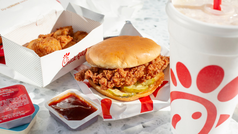 A Chick-fil-A meal on a table