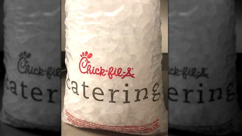 A bag of ice with Chick-fil-A branding