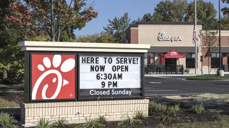 Chick-fil-A sign outside a restaurant