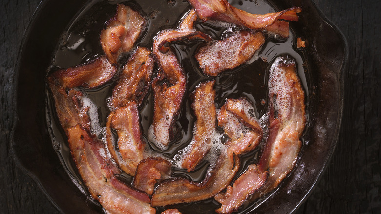 frying bacon in water