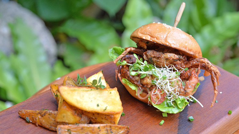 Fried soft-shell crab roll with chips