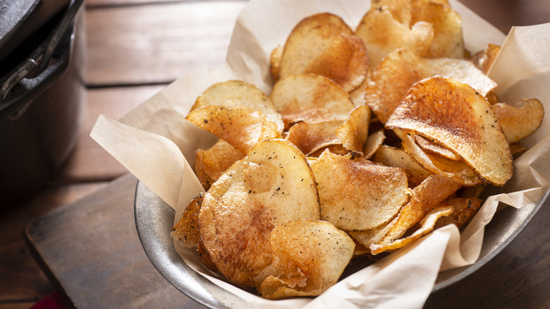 bowl of homemade potato chips