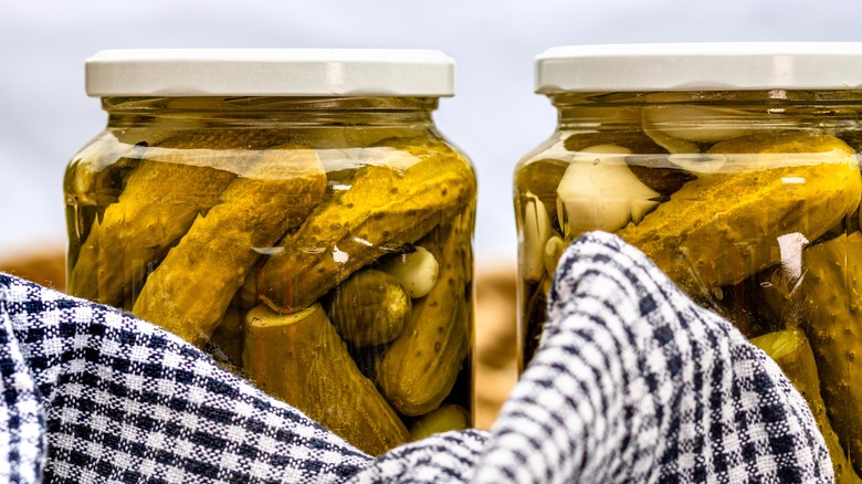 two jars of pickles