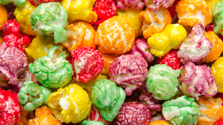an assortment of multicolored popcorn