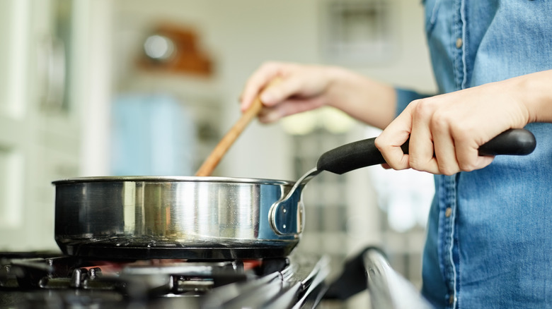 spoon in frying pan