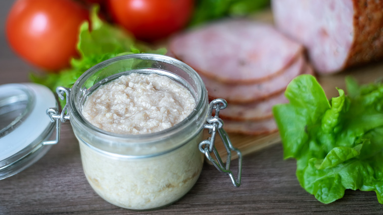 A jar of horseradish sauce