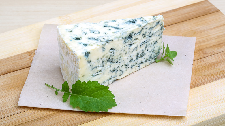 A slab of blue cheese