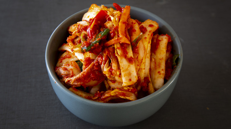 A bowl of Korean kimchi