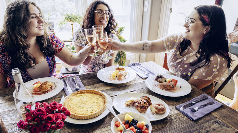 Friends gathering for brunch